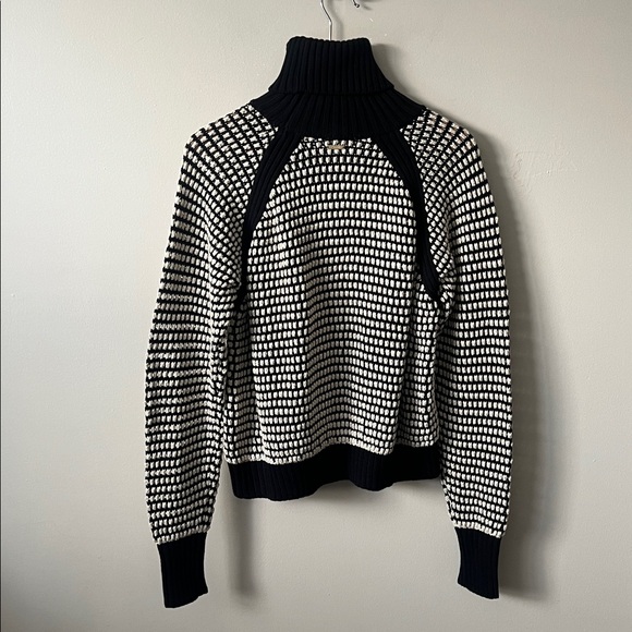 Cleobella Madison Turtleneck Sweater Black Ivory Chunky Knit Small Reg. $250 - Picture 5 of 12
